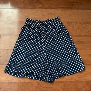 1 Try Vintage Navy Blue, White Polka Dot Pull On High Waisted Shorts Size Medium